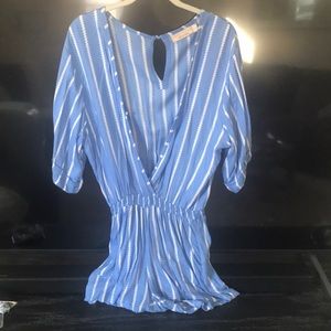 Blue and white romper